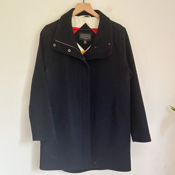 Pendleton Wool Zip Up Long Peacoat Size S Navy - Picture 1 of 6